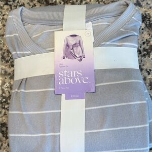 Stars Above Light Gray Striped Pajama Set